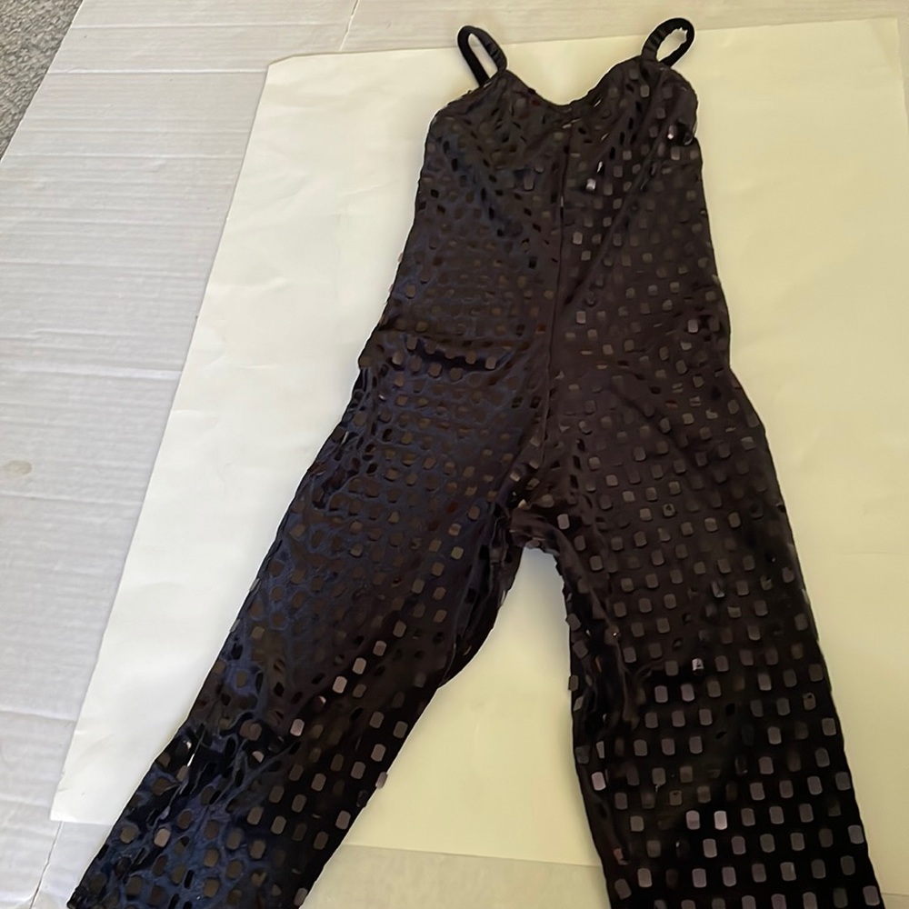 Dance costume black sequins custom Capri length youth Large